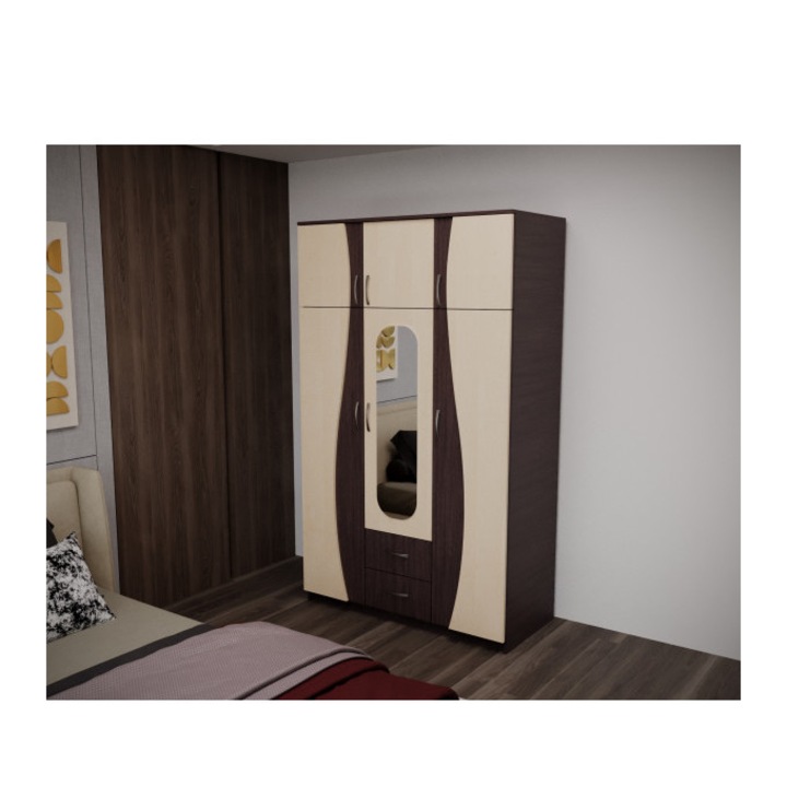 Dulap 3U "S" FS, 120x50x198 cm, wenge+mesteacan