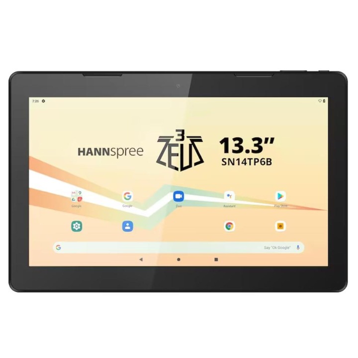 HANNspree Pad Zeus 3 SN14TP6B Таблет, MediaTek MT8183 двуядрен 2GHz процесор, IPS екран 13.3", 6GB RAM, 128GB Flash, 5MP, Wi-Fi, четец на карти, Android 13 черен