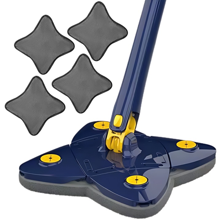 SDEPOT® tisztító csillagtörlő, állítható, forgatható, víznyomó üzemmóddal + 4 kendő, kék
