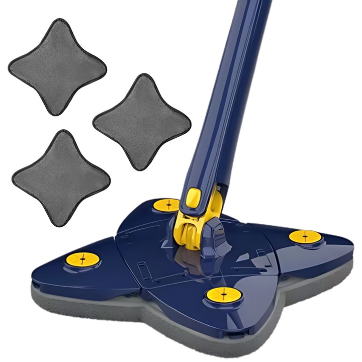 SDEPOT® tisztító csillagtörlő, állítható, forgatható, víznyomó üzemmóddal + 3 kendő, kék