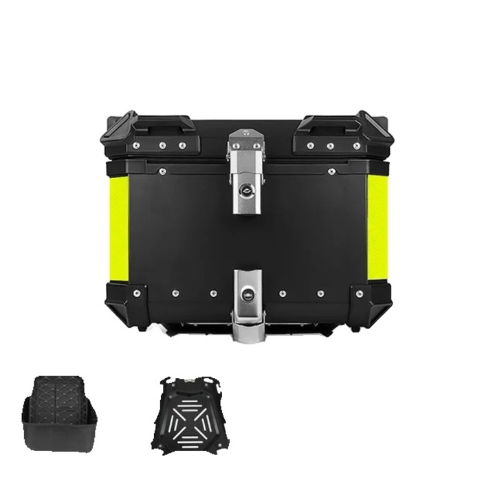 Кутия за мотоциклетна каска, алуминиева, 45 л, черна, водоустойчива, със система за заключване