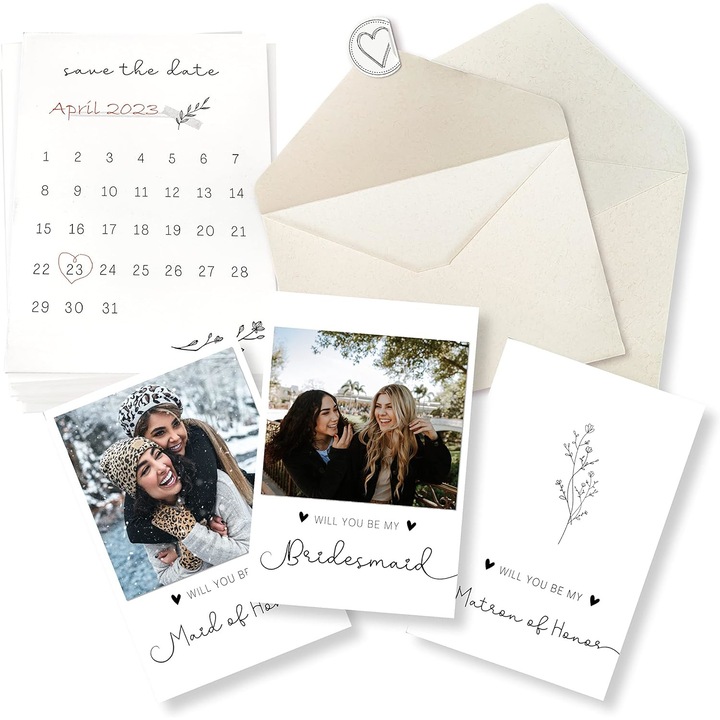 Set Felicitari Propunere Domnisoare de Onoare XUARU, 11 Bucati, Design Elegant, Multicolor, 10x15cm