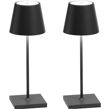 Set 2 x Lampa de masa touch led incarcabila Echo Soul®️, veioza ambientala cu control tactil, functie de schimbare a intensitatii, 3 temperaturi de culoare cald, neutru, rece, 5 W, acumulator 5200 mah, Neagra