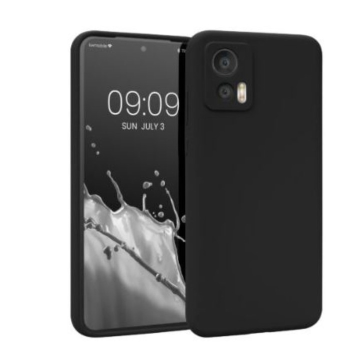 Husa compatibila cu Motorola Edge 30 Neo, Silicon Cover, Interior Microfibra, Protectie Camere, Negru, Atlas