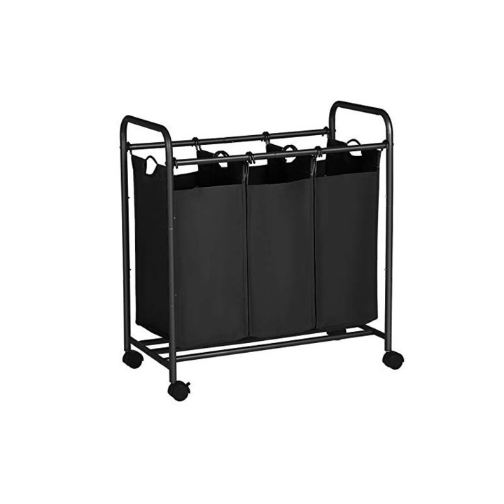 Разделител за дрехи на колела, Songmics, CR-0010, Черен, 3 x 44L, 77 x 41 x 83 cm