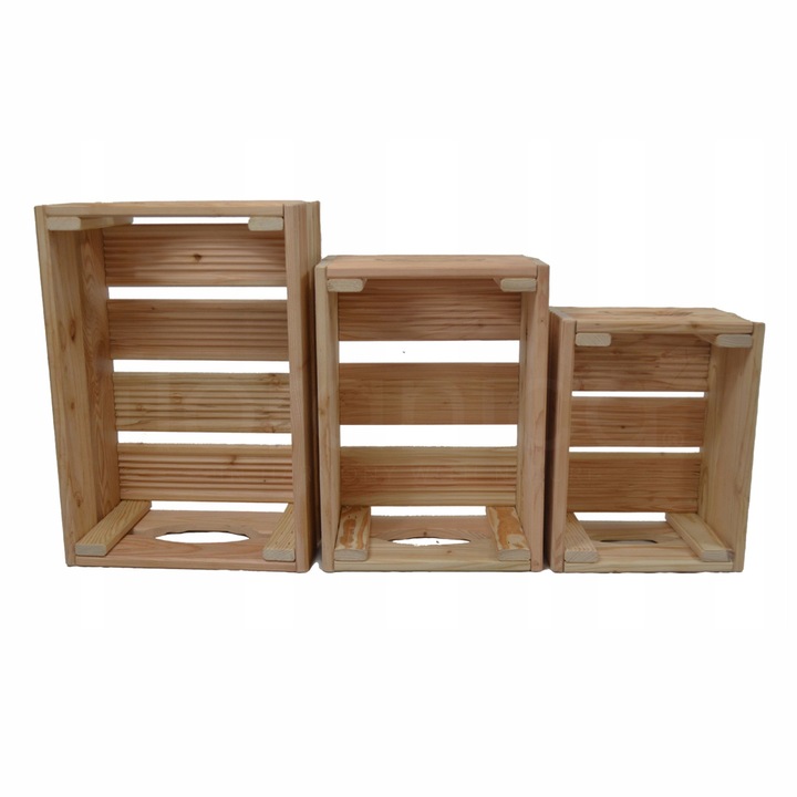 Set de cutii, Floranica, netratate, lemn de larice, 3 bucati