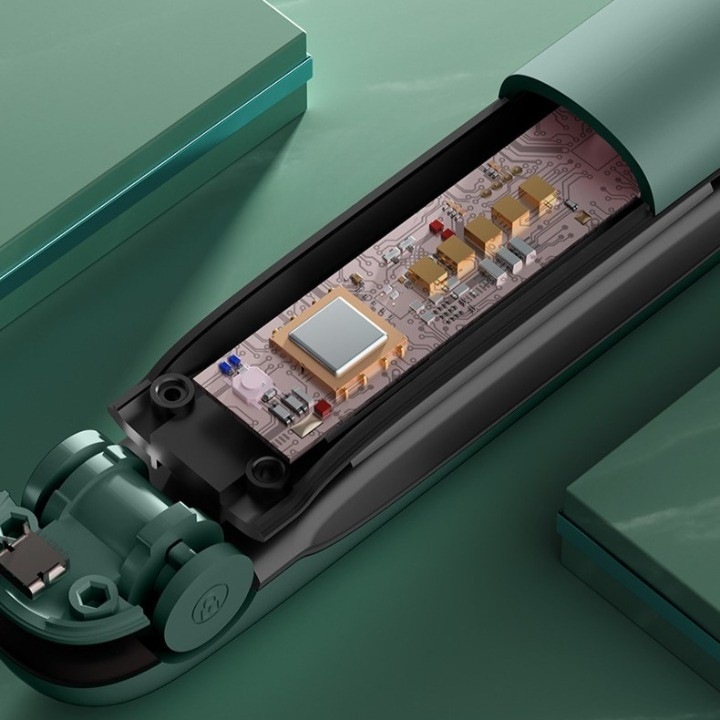 Vezeték nélküli hajvasaló, Southern Sky, C típusú adapter, 4 hőmérsékletfokozat, 5V feszültség, 5000 mAh akkumulátor kapacitás, Egyenesítés, Hullámosítás, 23.5x3.3x4.5 cm, Zöld