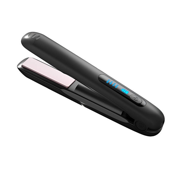 Placa de Par fara Fir, Adaptor Tip C, 4 Trepte de Temperatura, Tensiune 5V, Capacitate Baterie 5000 mAh, Indreptat, Ondulat, 23.5x3.3x4.5 cm, Negru