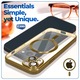 Husa Magnetica pentru iPhone 15 din silicon cu Inel MagSafe integrat, protectie camera si lentile, Transparenta cu margine platinata, Auriu