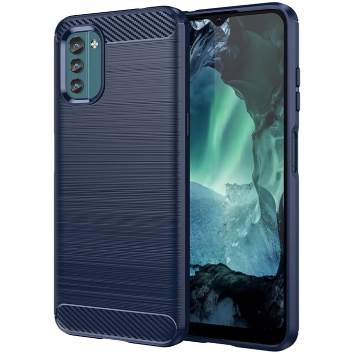 Калъф за Nokia G11 / G21 - Techsuit Carbon Silicone - Син