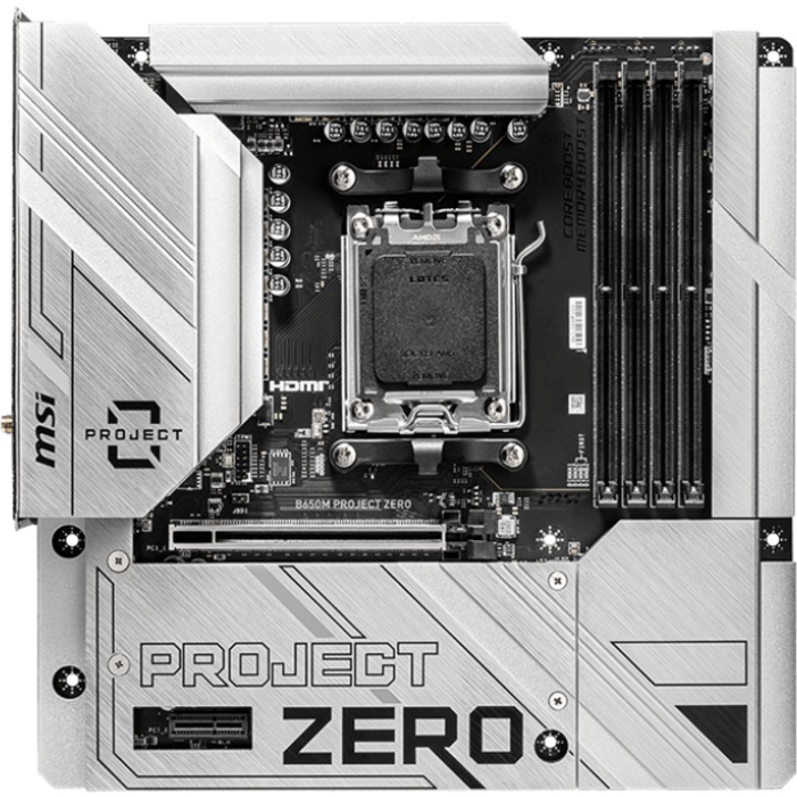 Дънна платка MSI B650M PROJECT ZERO, Socket AM5, DDR5, Wi-Fi, BT, mATX