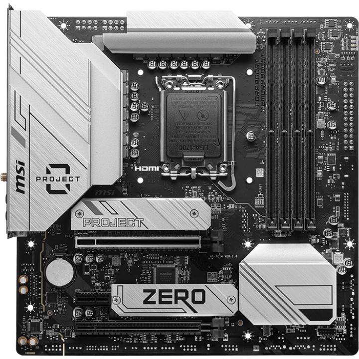 Дънна платка MSI B760M Project Zero, Socket LGA1700, DDR5, Wi-Fi, BT, Micro ATX