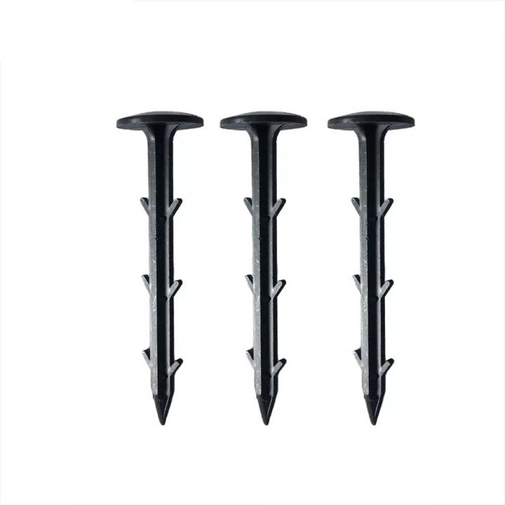 Set 20 cuie plastic fixare folie agrotextil antiburuieni mulcire, lungime 15 cm, diametru 33mm