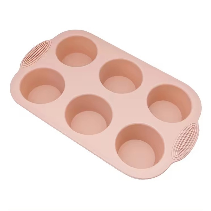 Tava De Copt Briose Din Silicon cu 6 Forme Roz ABYZ®™