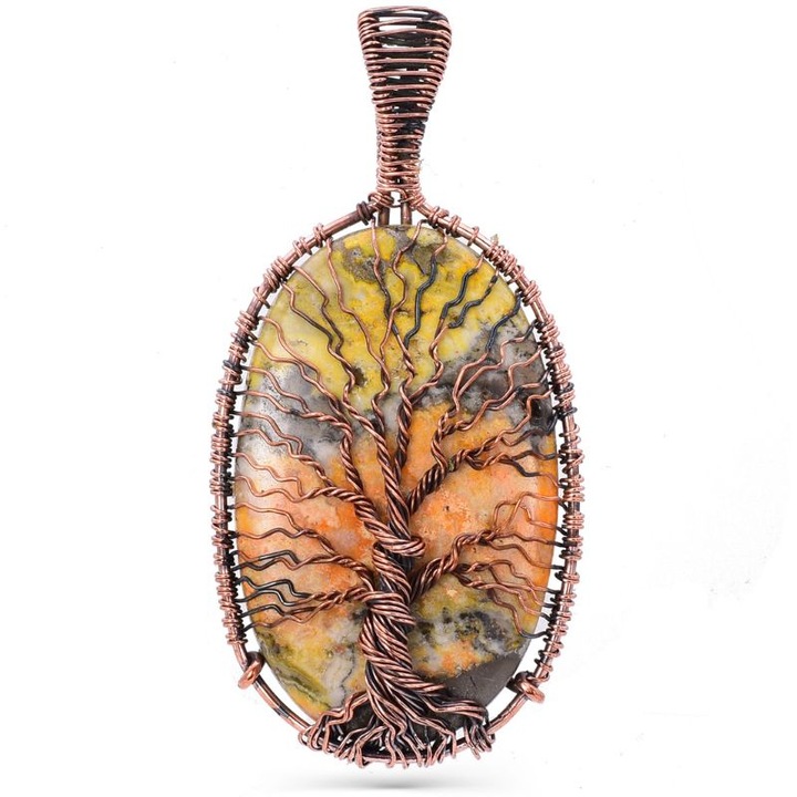 Colier cupru cu jasp bondar Copacul Vietii