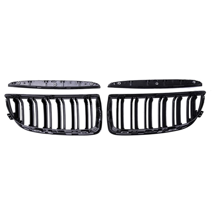 Set 2 Grile BMW Radus, Seria 3 E90 E91 2005-08 Nari Duble M, Negru Lucios Pre-lci Nonfacelift