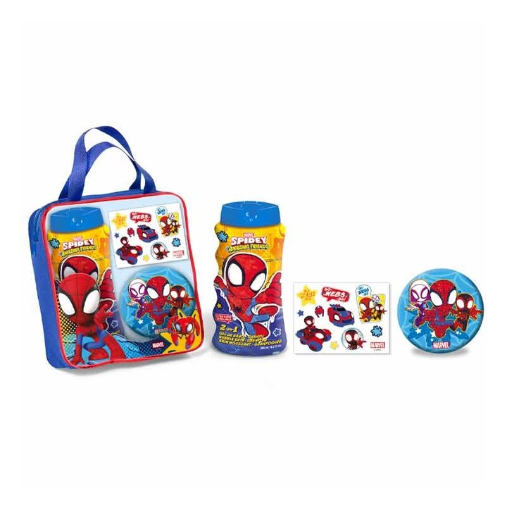 Lorenay Spidey Pókember mintás Fürdőszett: táska, tusfürdő/sampon 300 ml, tetoválás, szivacs