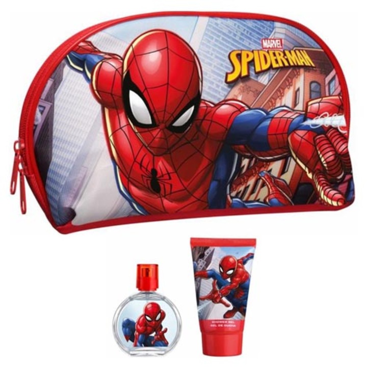 Set cosmetice pentru copii Marvel Spider-Man, apa de toaleta 50 ml, gel de dus 100 ml, necesar cosmetic, multicolor
