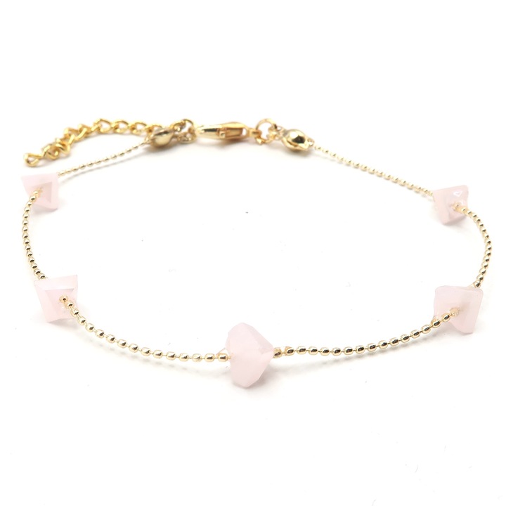 Bratara Aurie Decorata cu Cristale Roz Sidef Love, Cutie eleganta inclusa – Romantism si Rafinament