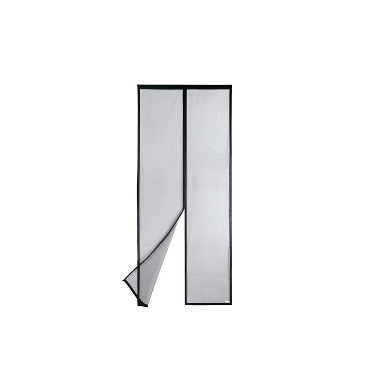 Перде с мрежа за врати, Апалус, с магнит, Защита от насекоми, комари и мухи, 110 х 210 см, черно