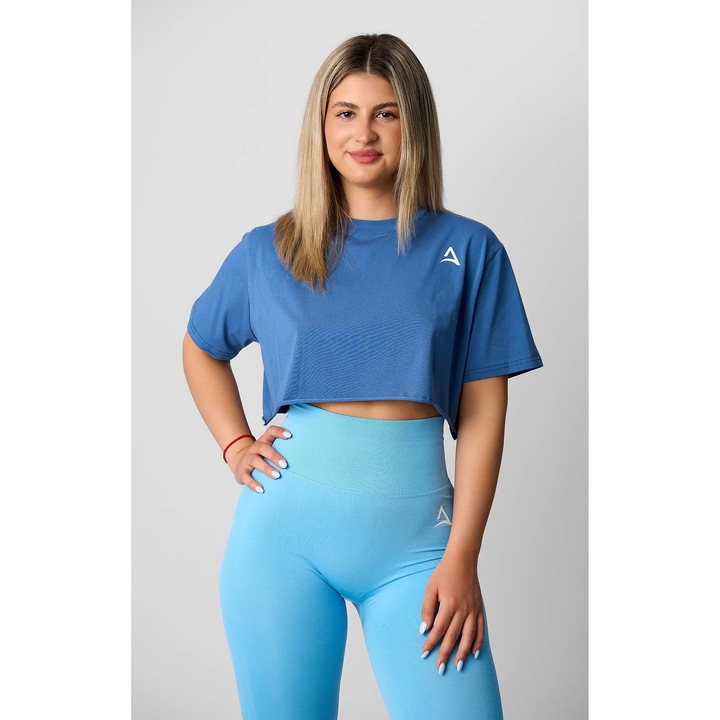 Tricou AbyFit Crop, Albastru, S