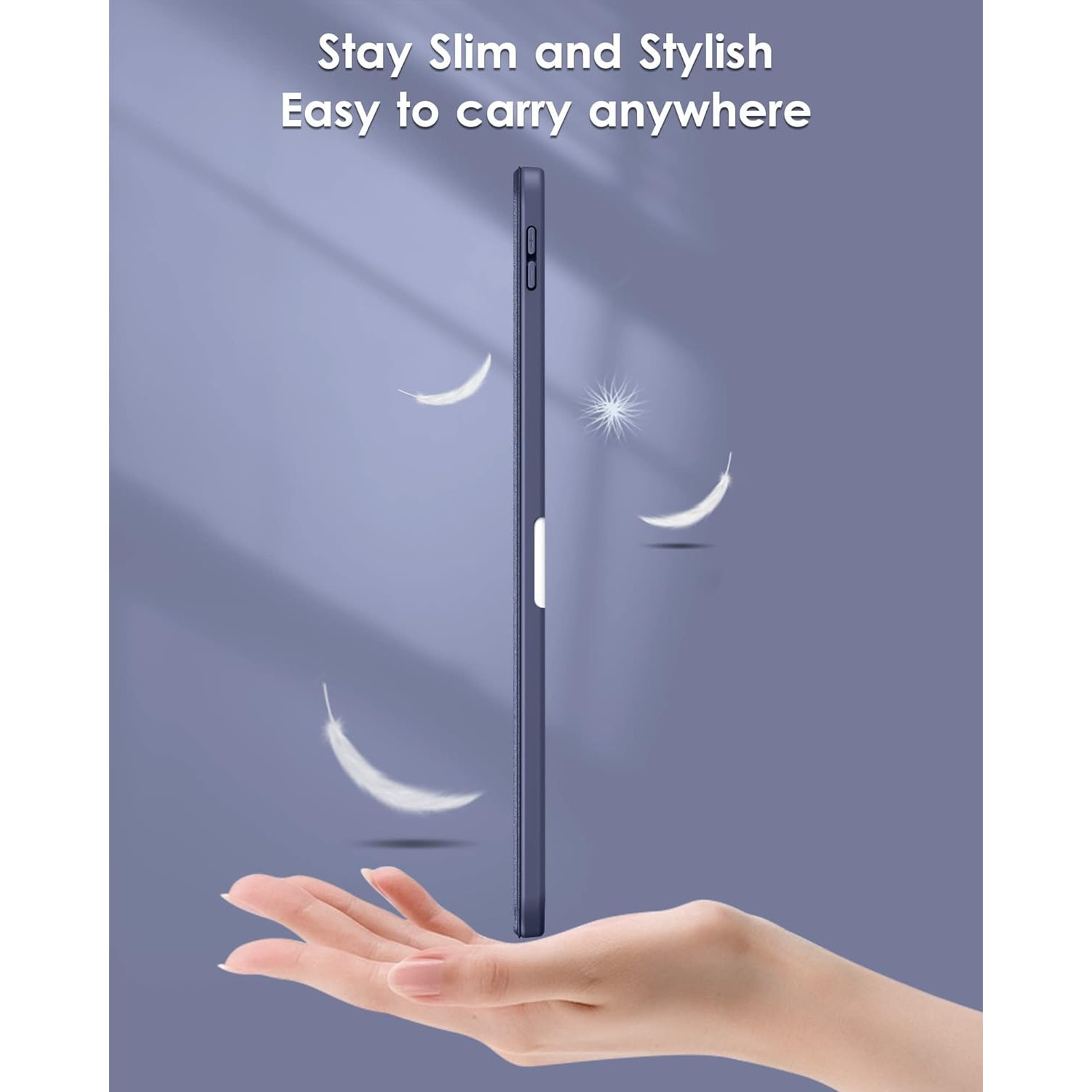 Husa pentru iPad 11 2025, iPad 10 2022 Soft Shell cu functie wake-up/sleep si compartiment pentru Apple Pen tip stand navy blue