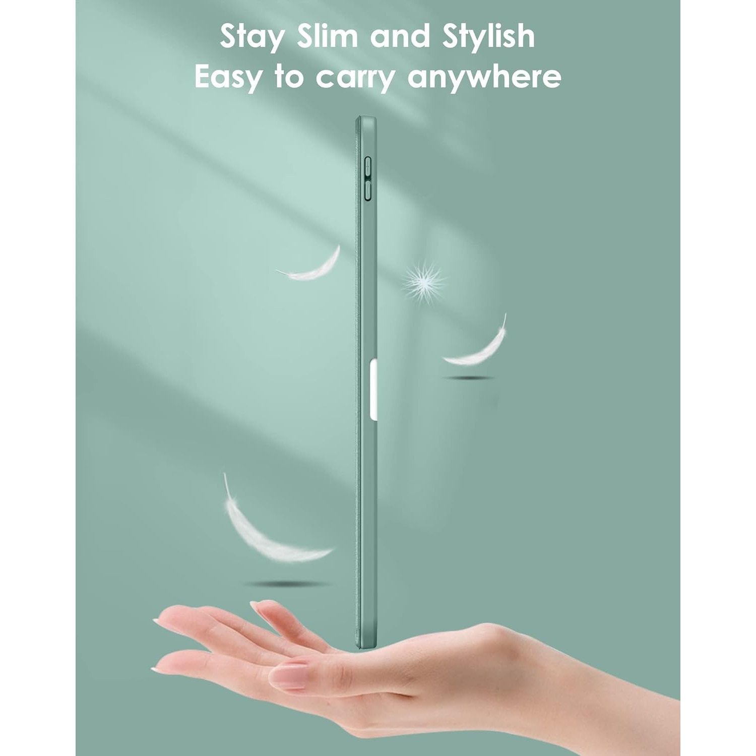 Husa pentru iPad 11 2025, iPad 10 2022 Soft Shell cu functie wake-up/sleep si compartiment pentru Apple Pen tip stand verde inchis