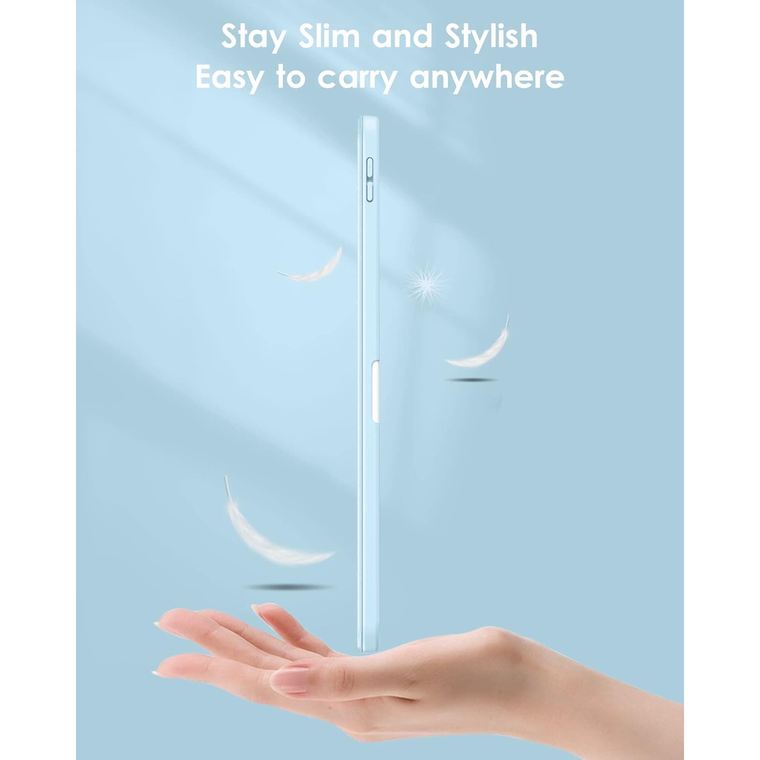 Husa pentru iPad 11 2025, iPad 10 2022 Soft Shell cu functie wake-up/sleep si compartiment pentru Apple Pen tip stand sky blue