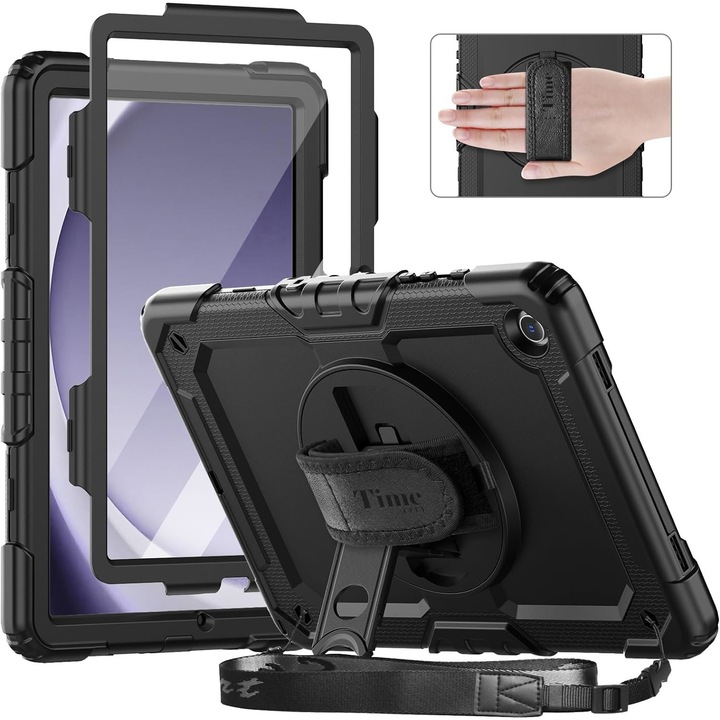 Пакет 360: Калъф с интегрирано фолио Samsung Galaxy Tab A9+ Plus 11 инча Shockproof Armor черен