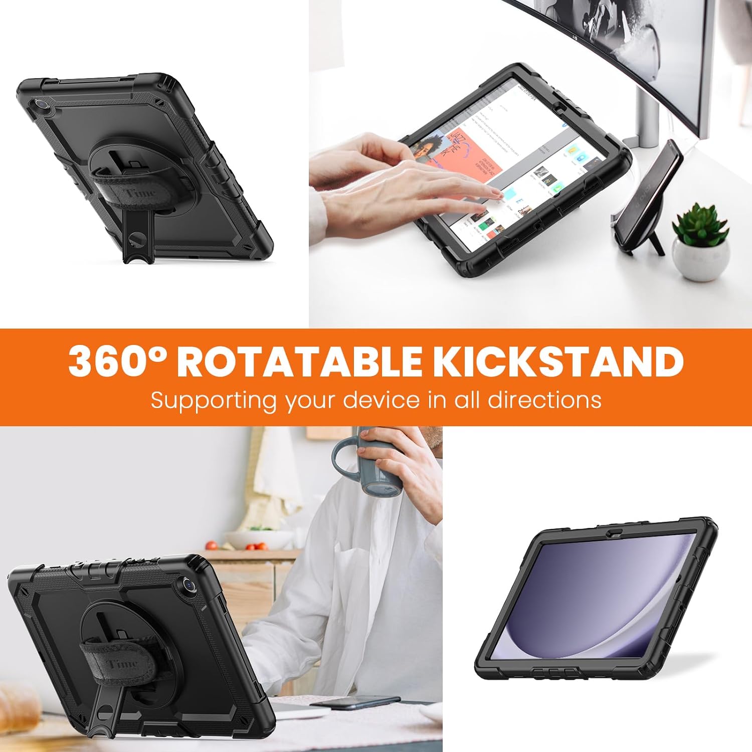 Pachet 360: Husa cu folie integrata pentru Samsung Galaxy Tab A11 Plus / A9+ Plus 11 inch Shockproof Armor, negru