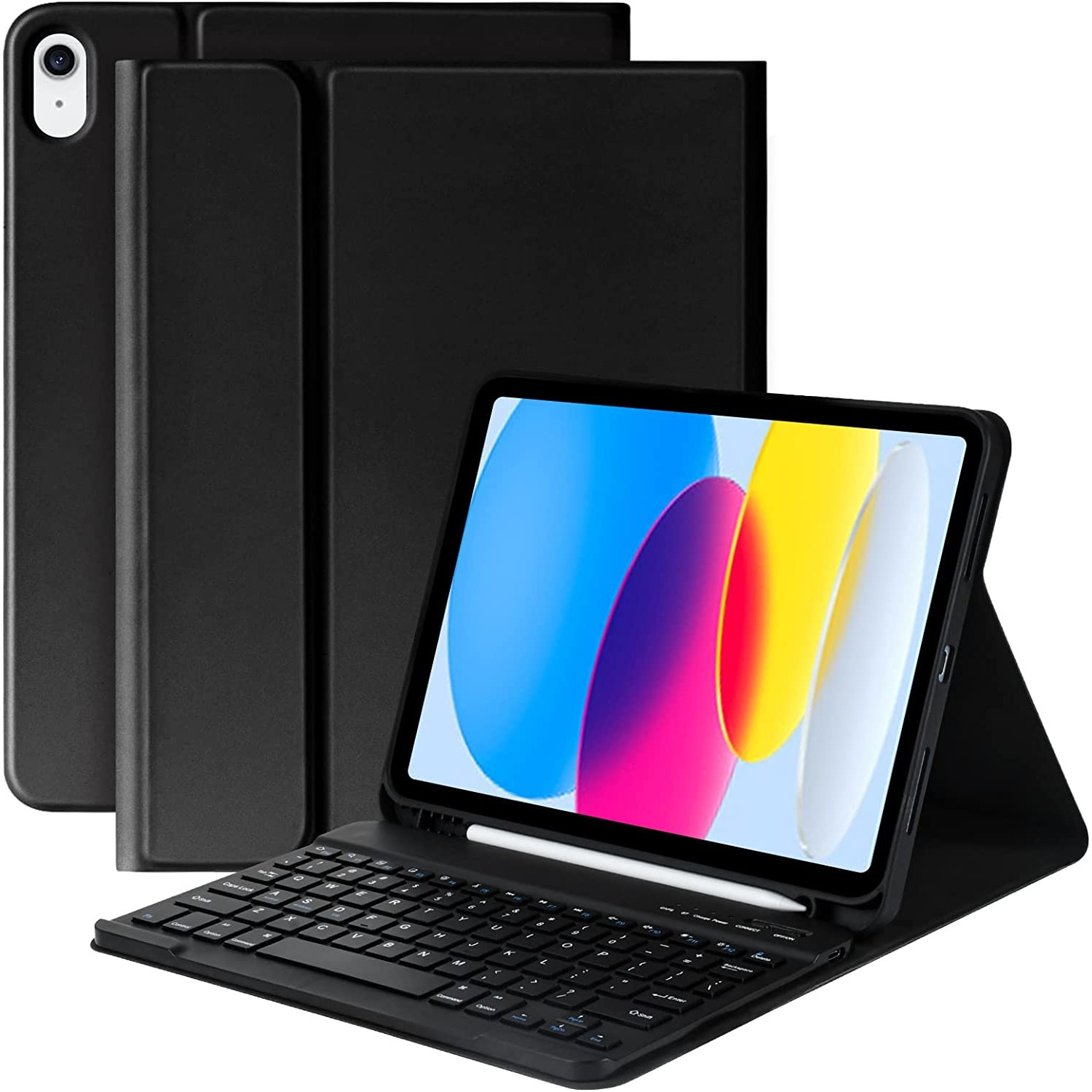 Husa cu tastatura iluminata wireless pentru iPad 11 2025, iPad 10 2022 negru