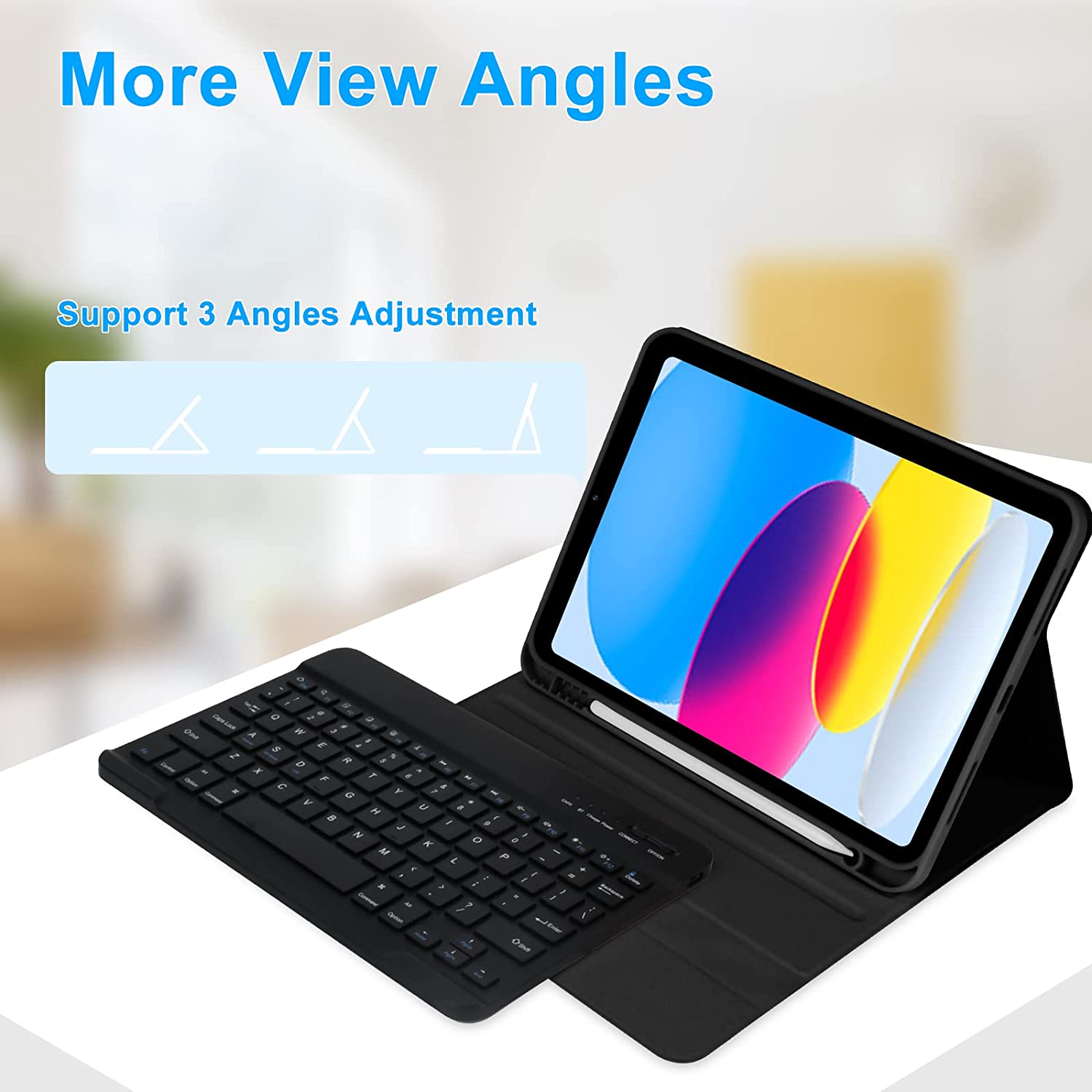 Husa cu tastatura iluminata wireless pentru iPad 11 2025, iPad 10 2022 negru
