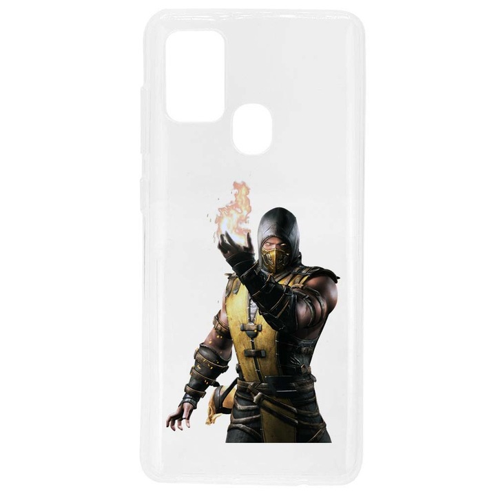Кейс съвместим със силиконов прозрачен модел Samsung Galaxy A21s Mortal Kombat Scorpion