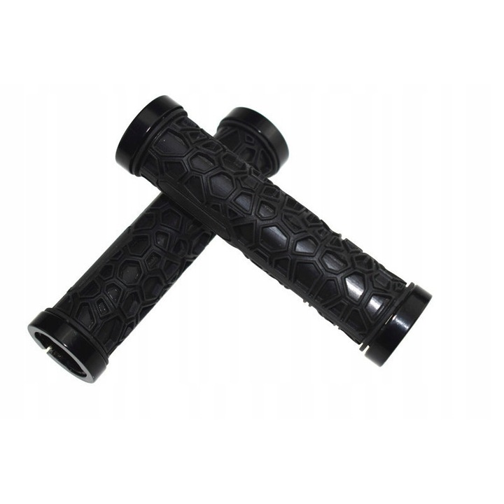 Set 2 Mansoane Bicicleta, Rasucit, Puternic, 132/22 mm, TPR/Aluminiu, Negru