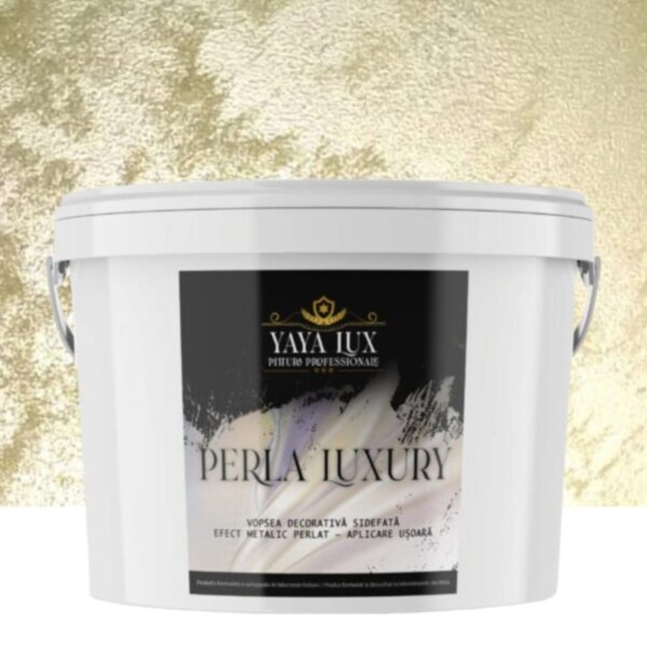 Vopsea decorativa de Lux, Perla Luxury cu Fulgi Perlati, Verde Fistic, 2 Litri
