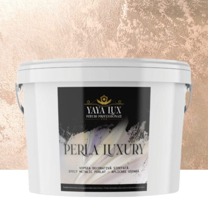 Vopsea decorativa de Lux, Perla Luxury, cu Fulgi Perlati, Roz Prafuit, 2 Litri
