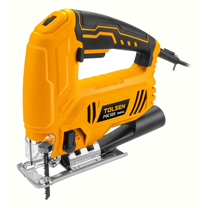 Fierastrau Pendular TOLSEN 600W FX Force Xpress, 800-3000rpm, Viteza Reglabila, Orbital 4 Trepte, Taiere Lemn 60mm, Otel 6mm, Inclinare 0-45°, Baza Aluminiu, CE