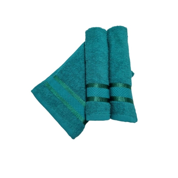 Set 2 prosoape pentru maini, 30 x50 cm, 100% bumbac, verde inchis