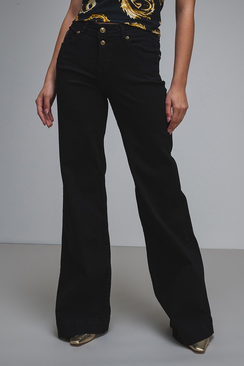 Versace Jeans Couture, Blugi evazati cu talie medie, Negru