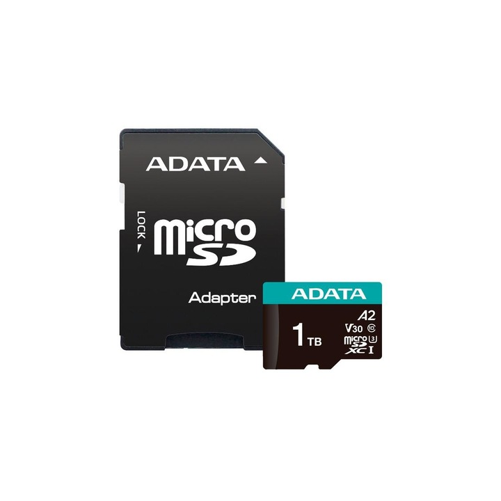 Adata MICROSDXC memóriakártya AUSDX1TUI3V30SA2-RA1, 1TB, Class 10, U3, V30, A2 + SD adapter
