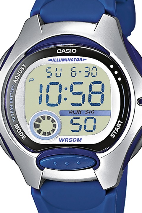 Casio, Ceas cronograf digital cu o curea din rasina, Albastru
