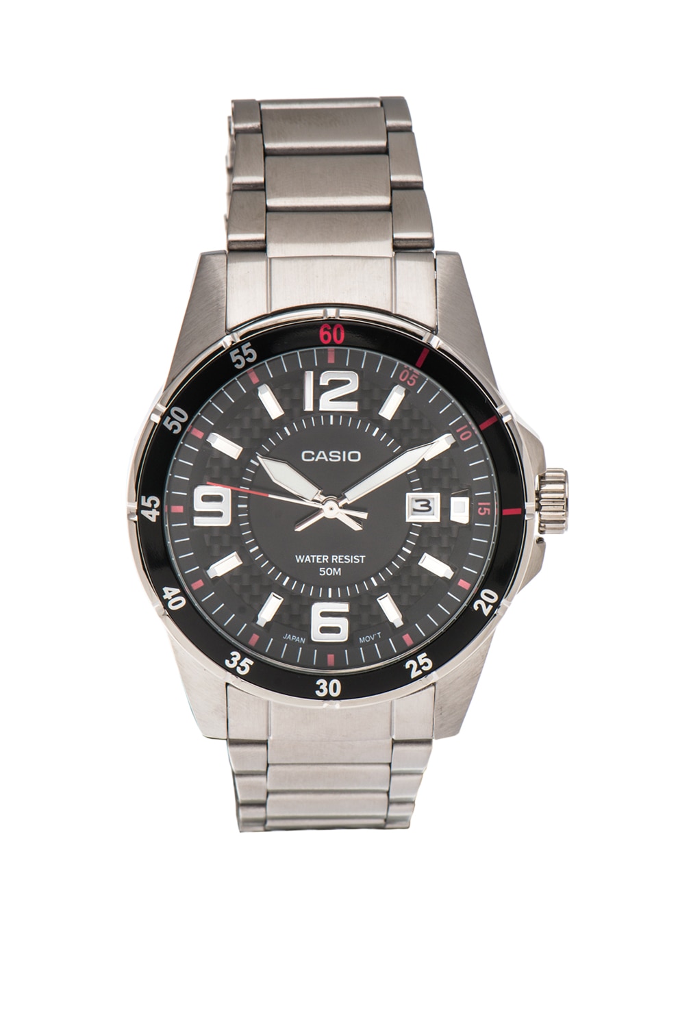 Casio, Ceas analog rotund cu detaliu texturat, Argintiu