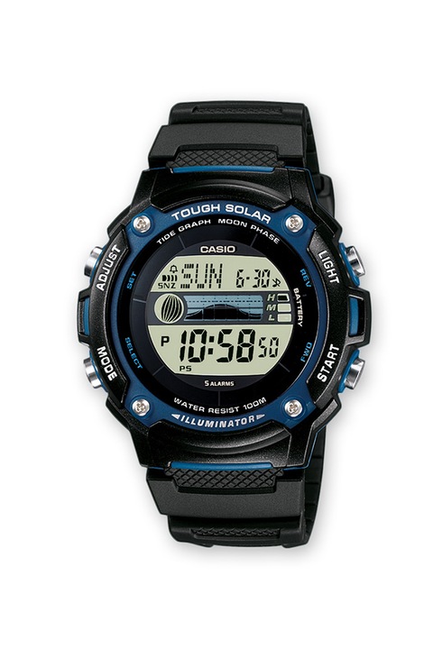Casio, Цифров часовник със силиконова каишка, Черен