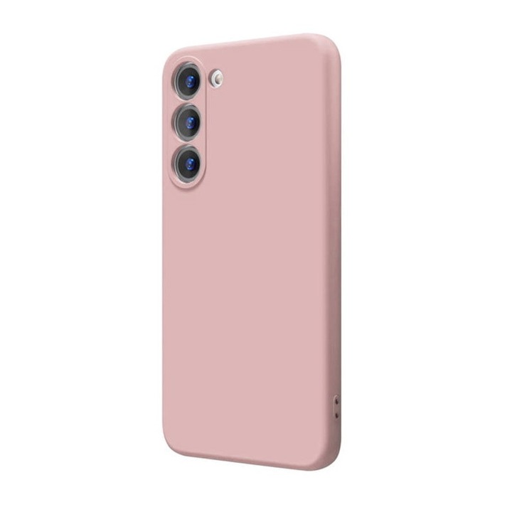 Husa compatibila cu Samsung Galaxy S23, Silicon Cover, Interior Microfibra, Protectie Camere, Roz, Atlas