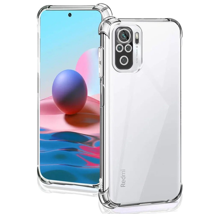 Husa de protectie compatibila cu Xiaomi Redmi Note 10 Pro, Clear Design Pro, Slim Fit, Antisoc, Colturi intarite, Silicon, Transparenta