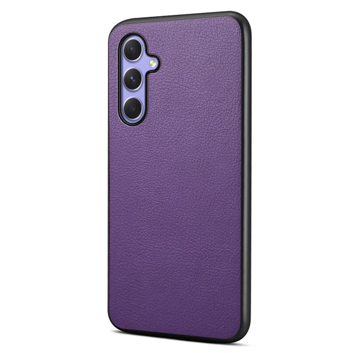 Samsung Galaxy A55 5G Premium Hybrid PU +PC+TPU bőr tok - lila