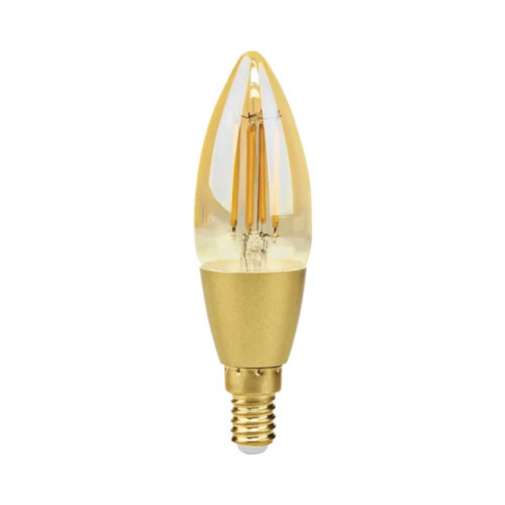 Bec Vintage Led Variabil Nedis E14 4, 9w, Glob Clar Lumanare, Durata De Viata 10.000 H, Lumina Calda, Conexiune Wifi