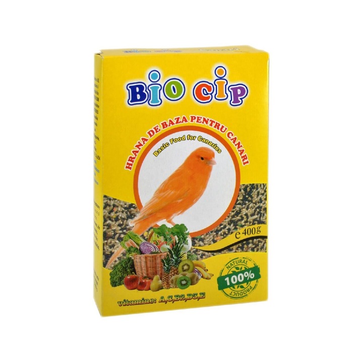 Hrana completa pentru Canari, Biocip OLA, 100% natural, amestec de seminte, vitamine, 400 g