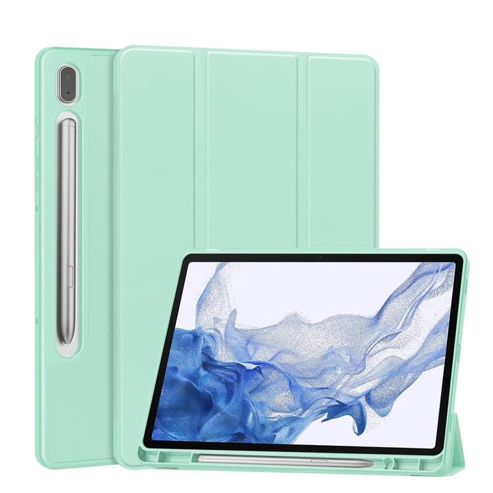 Husa Protectie pentru Samsung Galaxy Tab S10 FE Plus, Q35, TPU, Matcha Lucky Green