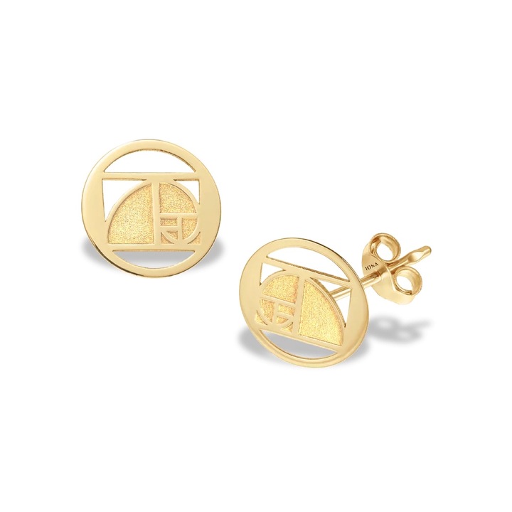 Мини обеци THE GOLDEN RATIO, 14K жълто злато